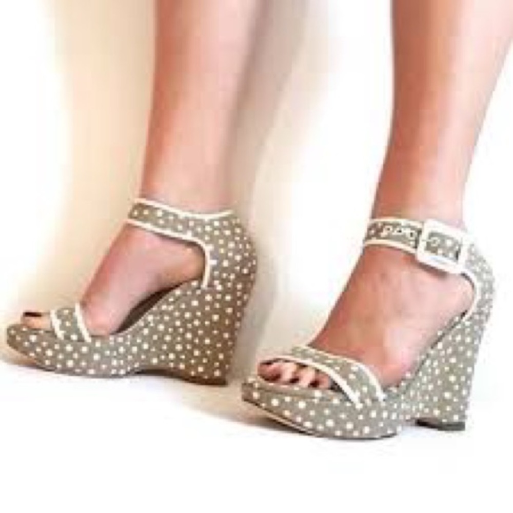 Marches-Vous Claudette Polka Dot Wedge Heel Shoes